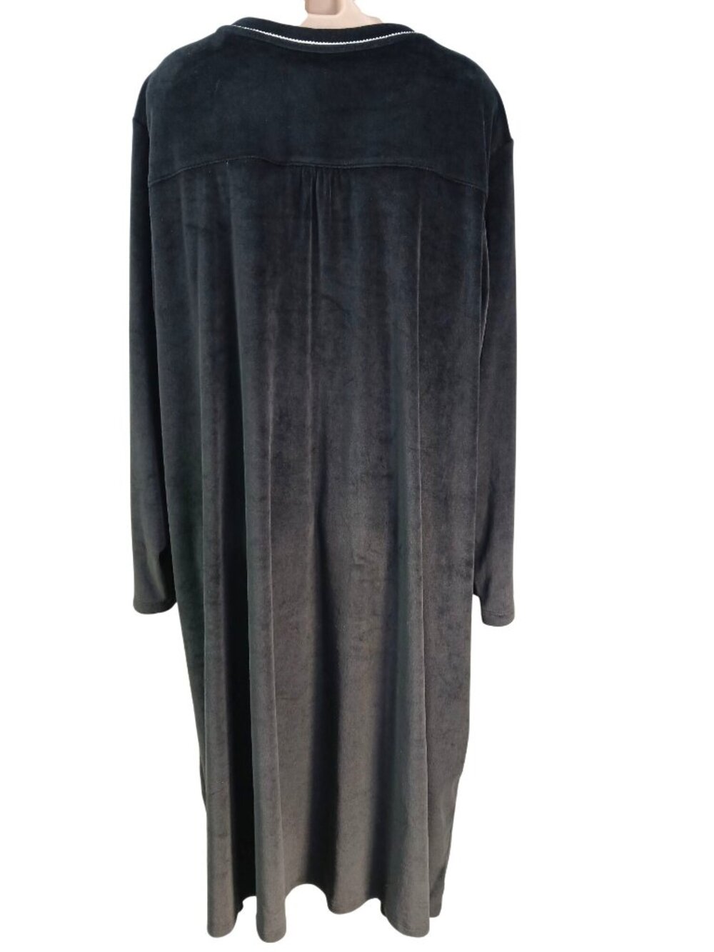 Aria Collection Womens 3X Black Velour Nightgown Button Front Knit Recycled Eco - Picture 11 of 13